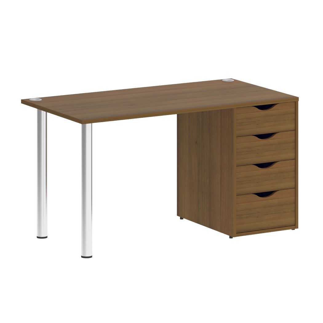 Стол письменный с тумбой (4 ящика, опоры хром)