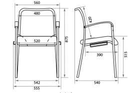 Кресла для  посетителя Amigo Lux chrome / WS01 (спинка сплошная)