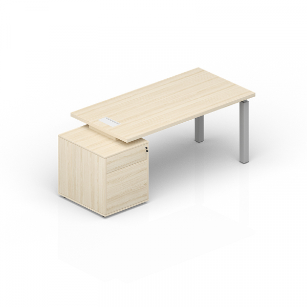 Стол на опорной тумбе 3 ящика (левый)