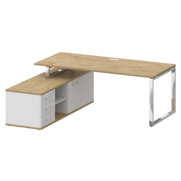 Стол руководителя с опорной греденцией, левый