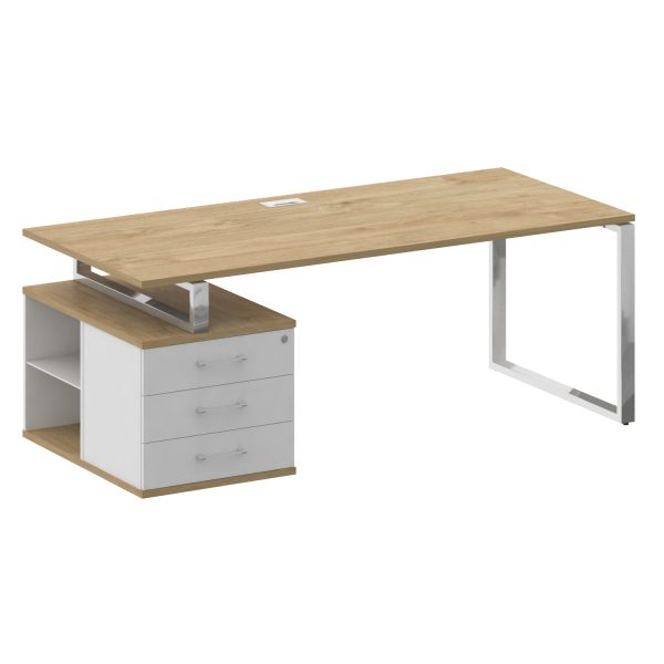 Стол руководителя с опорной тумбой, левый