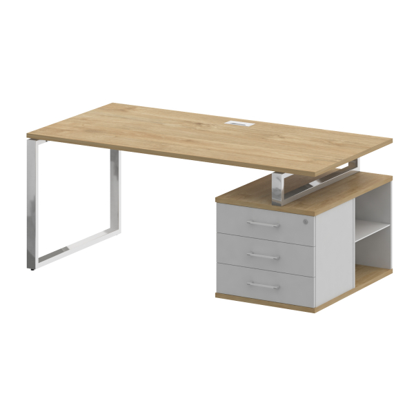 Стол руководителя с опорной тумбой, правый